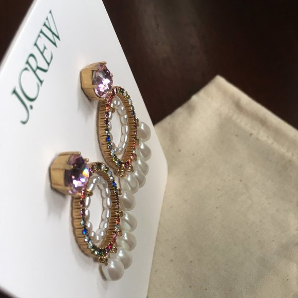 J. Crew rainbow sparkle and pearl earrings NWT - Picture 5 of 8